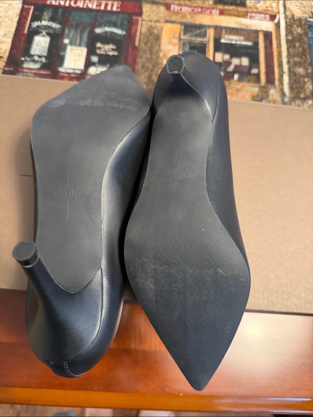Paolo Black Pointed Toe Leather Pumps